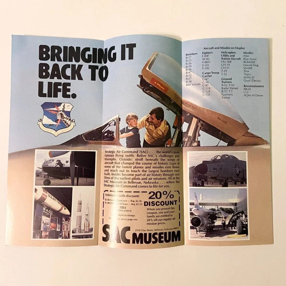 Vintage The Strategic Air Command Museum Sac Museum Nebraska Brochure  Pamphlet - Picture 13 of 13